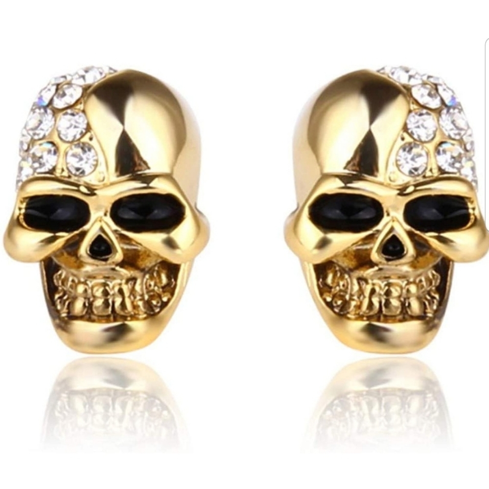 Punk Skull Studs Earrings with Crystal 